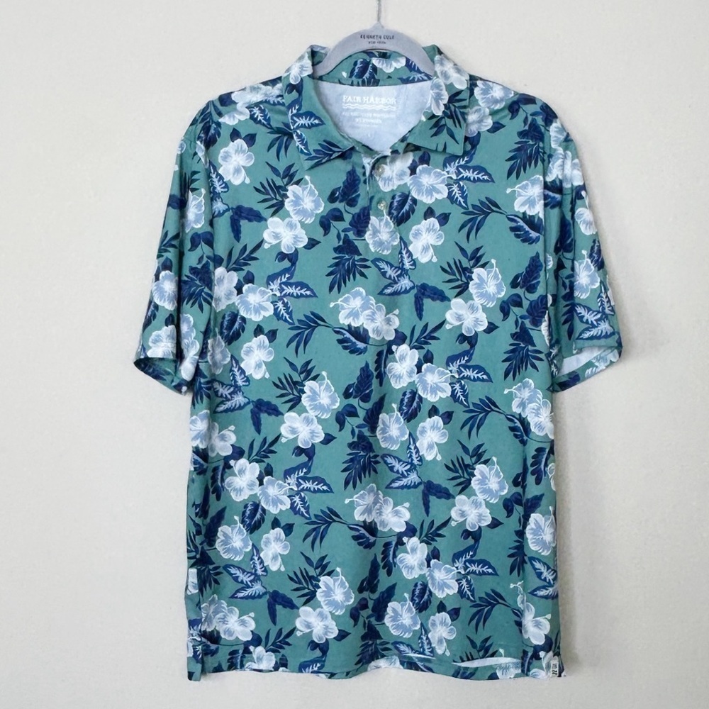 Fair Harbor The Midway Polo | Seapine Floral | Mens Size L - Picture 2 of 7